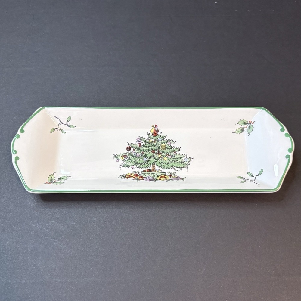 Vintage Spode Christmas Tree Rectangular Small Tray 9" Cheese Crackers Butter